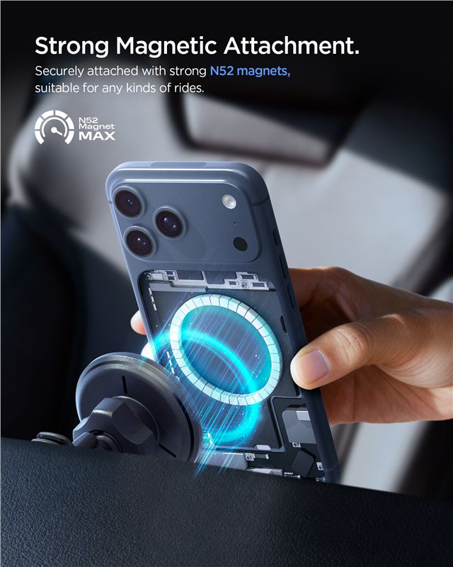 Spigen Μαγνητική Βάση Αυτοκινήτου Αεραγωγού με Ασύρματη Φόρτιση MagSafe Qi2 15W - Essential EV15MAQ - Black