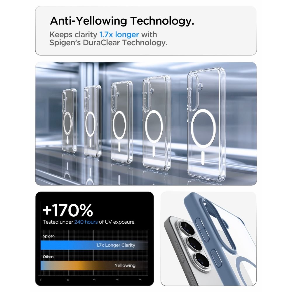Spigen Samsung Galaxy S26 - Σκληρή Θήκη με Πλαίσιο Σιλικόνης Και MagSafe - Ultra Hybrid Mag - Clear / Light Blue