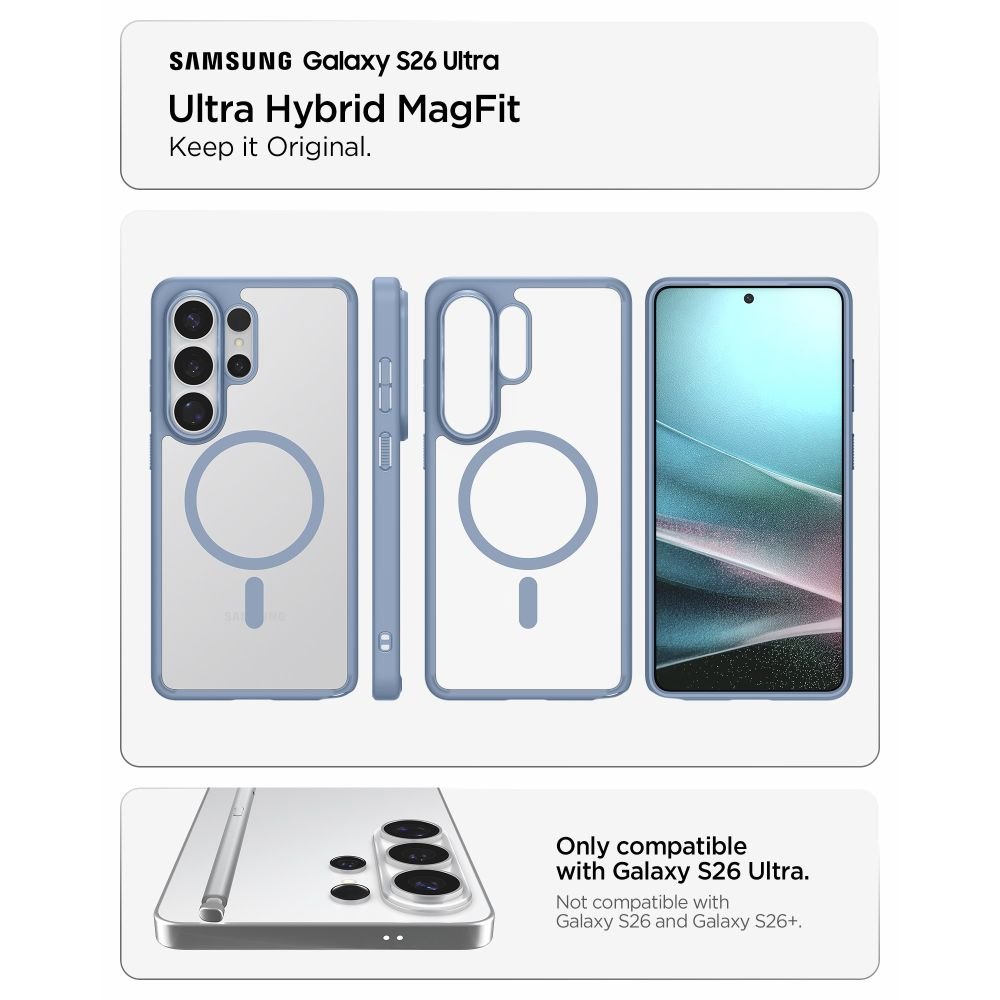 Spigen Samsung Galaxy S26 Ultra - Σκληρή Θήκη με Πλαίσιο Σιλικόνης Και MagSafe - Ultra Hybrid Mag - Clear / Light Blue
