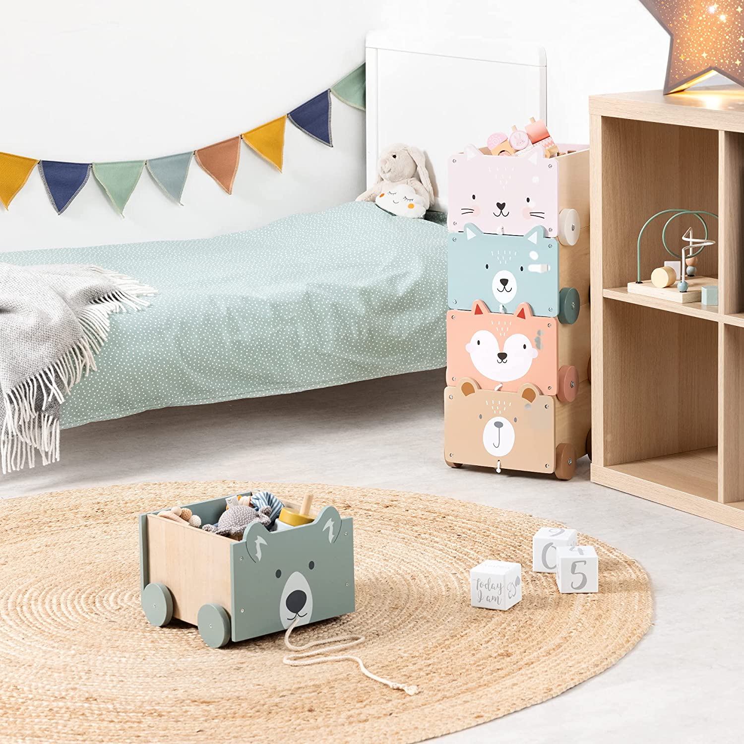 Navaris Toy Box Storage for Toys with Wheels - Παιδικό Κουτί Αποθήκευσης Παιχνιδιών με Ρόδες - Turquoise - 51163.06