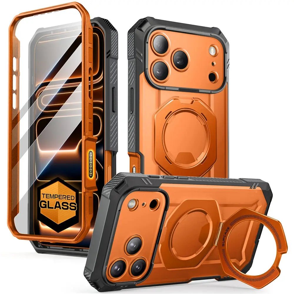Supcase iPhone 17 Pro - UB Grip Pro Mag - Σκληρή Θήκη με Προστασία Οθόνης και MagSafe / Stand - Clear / Coral