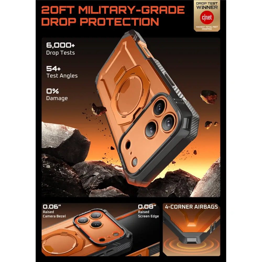 Supcase iPhone 17 Pro - UB Grip Pro Mag - Σκληρή Θήκη με Προστασία Οθόνης και MagSafe / Stand - Clear / Coral
