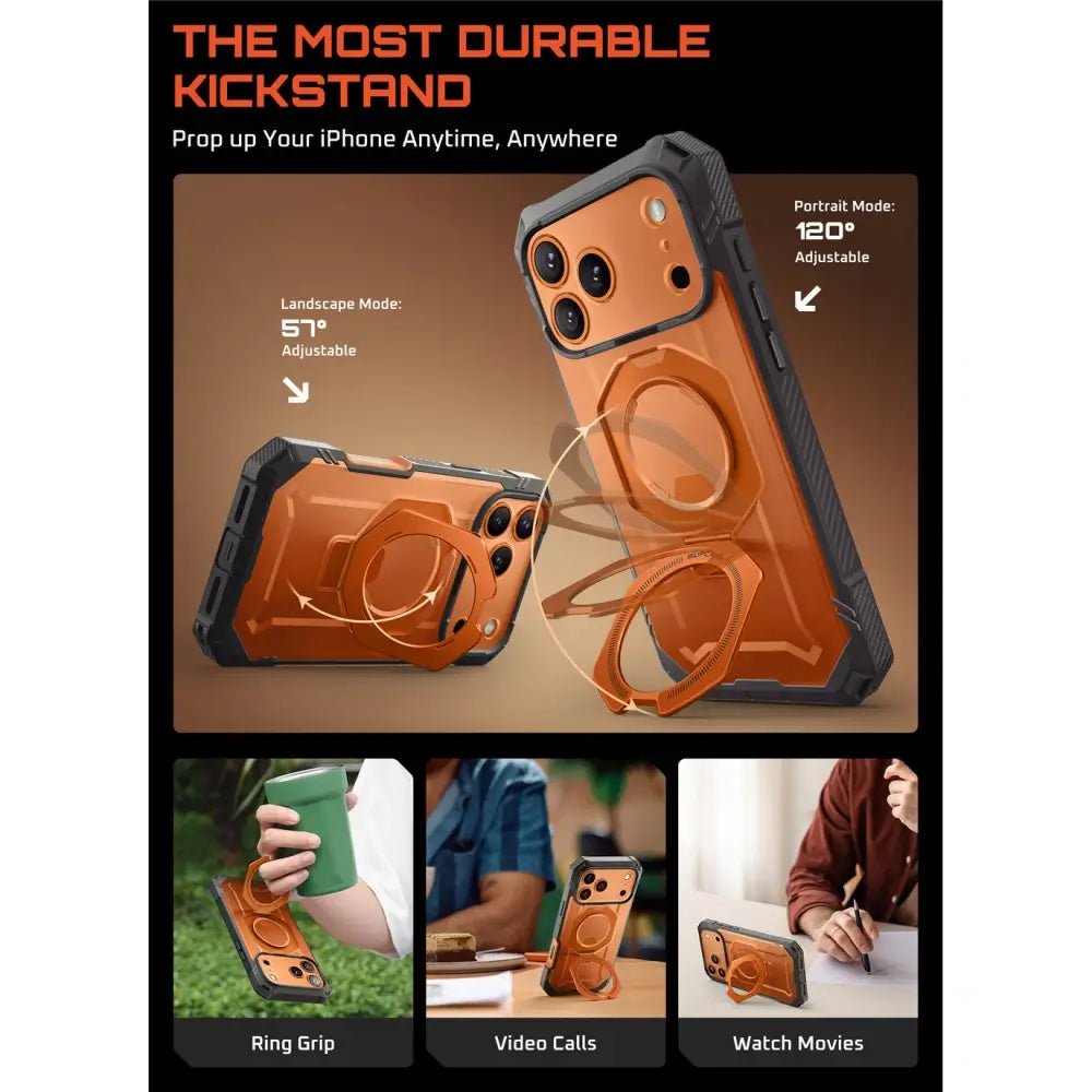 Supcase iPhone 17 Pro - UB Grip Pro Mag - Σκληρή Θήκη με Προστασία Οθόνης και MagSafe / Stand - Clear / Coral
