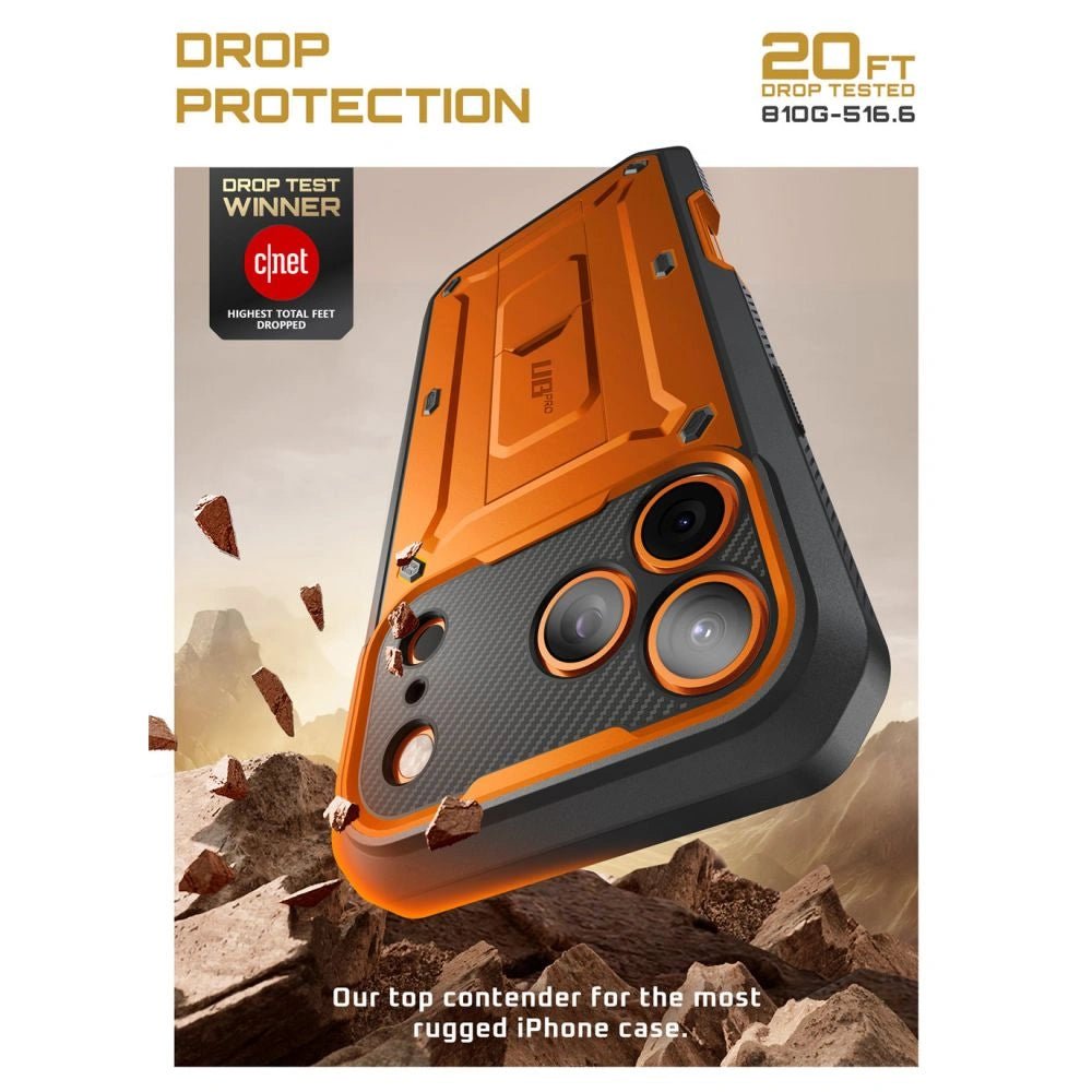 Supcase iPhone 17 Pro - Unicorn Beetle Pro - Σκληρή Θήκη με Προστασία Οθόνης και Stand - Coral
