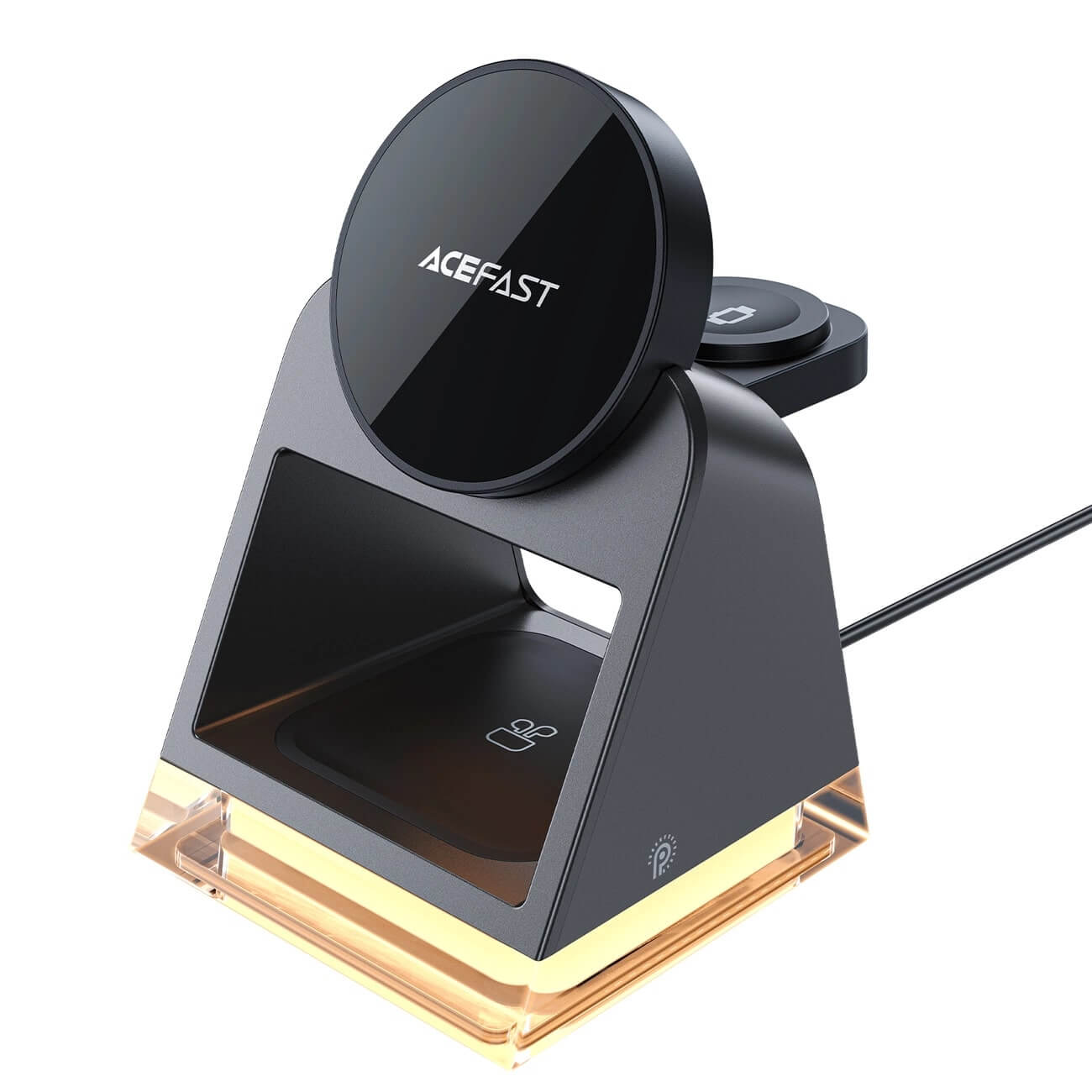 Acefast E17 3in1 Ασύρματος Μαγνητικός Φορτιστής MagSafe 15W με Καλώδιο USB / Type - C - Black