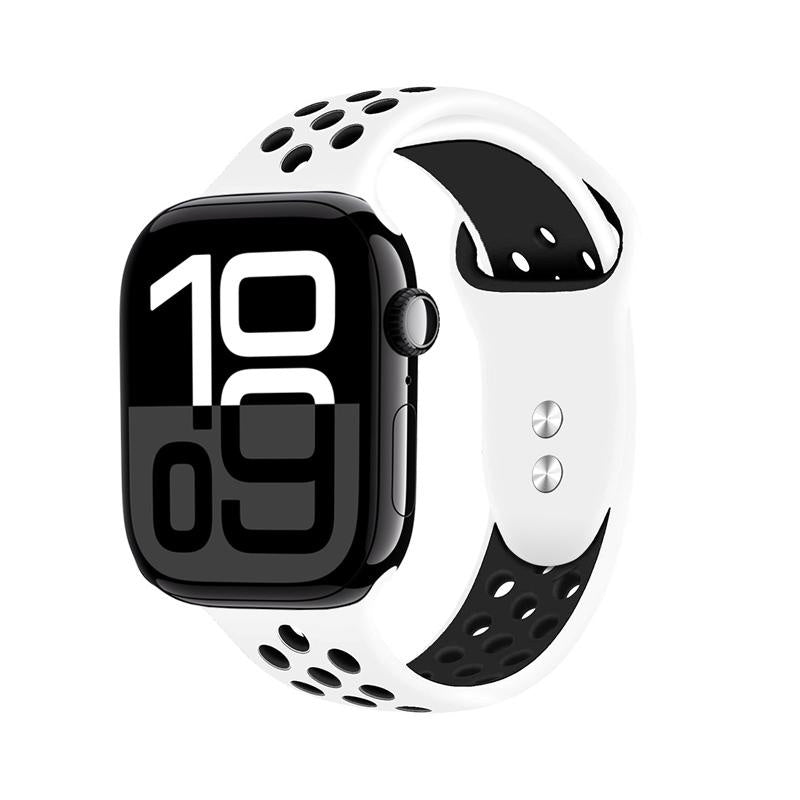 Crong Λουράκι Apple Watch 2/3/4/5/6/7/8/9/10/11 - SE (1/2/3) - 38/40/41/42mm Duo Sport - White / Black