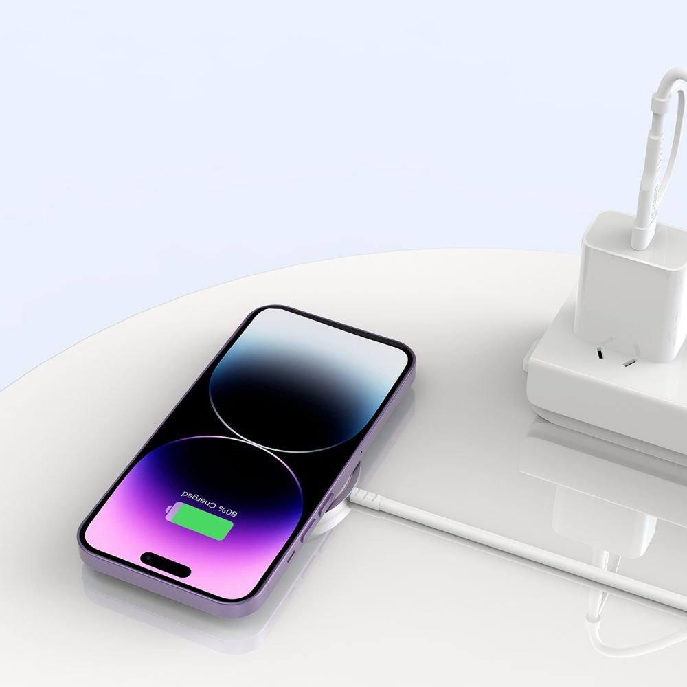 Tech - Protect QI15W - A25 Ασύρματος Φορτιστής MagSafe με Καλώδιο με Υποδοχές USB και Type - C - White