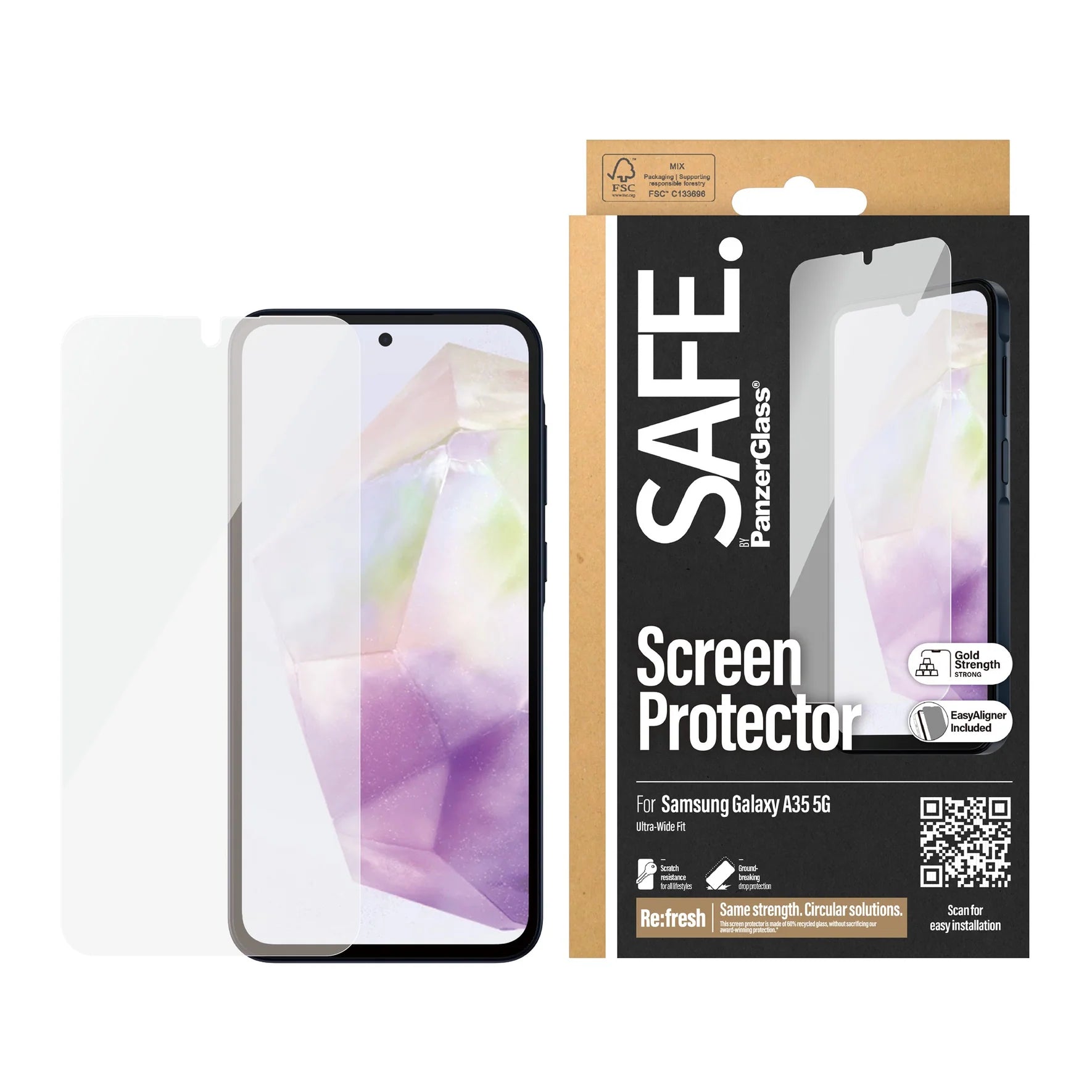 Safe by PanzerGlass Samsung Galaxy A35 5G - Ultra - Wide Fit W. EasyAligner Case Friendly Full Screen Αντιχαρακτικό Γυαλί Οθόνης - Διάφανο - SAFE95686