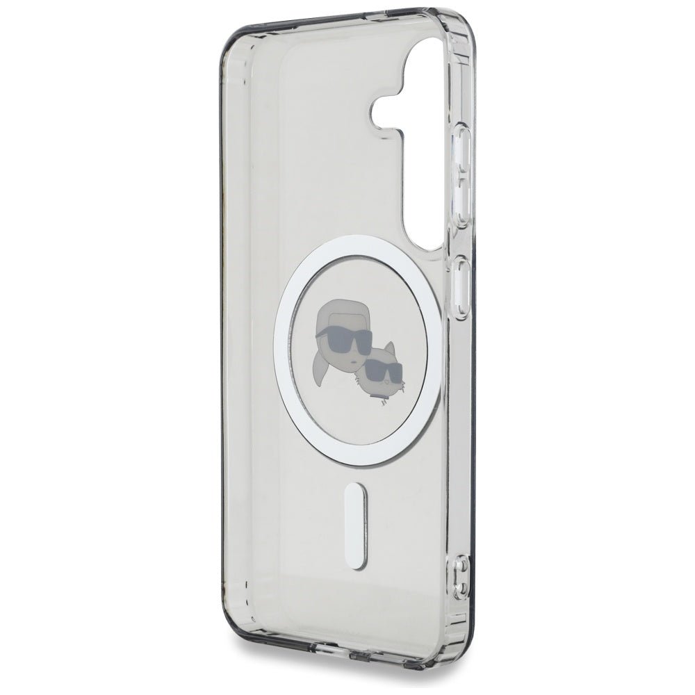 Karl Lagerfeld Samsung Galaxy S25 - Button Karl and Choupette Heads Printed Logo - MagSafe Σκληρή Θήκη με Πλαίσιο Σιλικόνης - Black - KLHMS25SHLSKCK