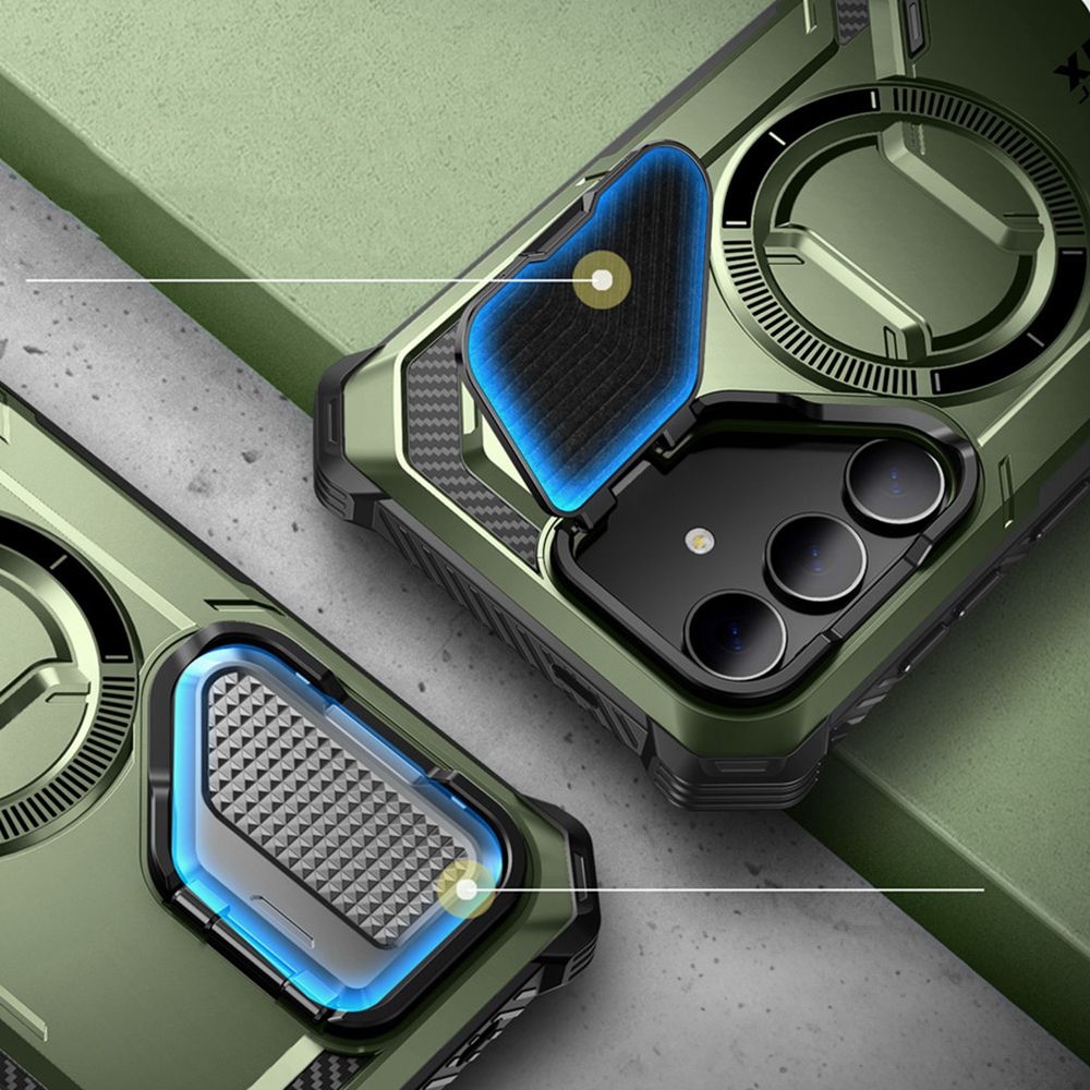 Supcase Samsung Galaxy S24 Armorbox Magsafe Σκληρή Θήκη με Προστασία Οθόνης και Κάλυμμα Κάμερας / Stand - Green