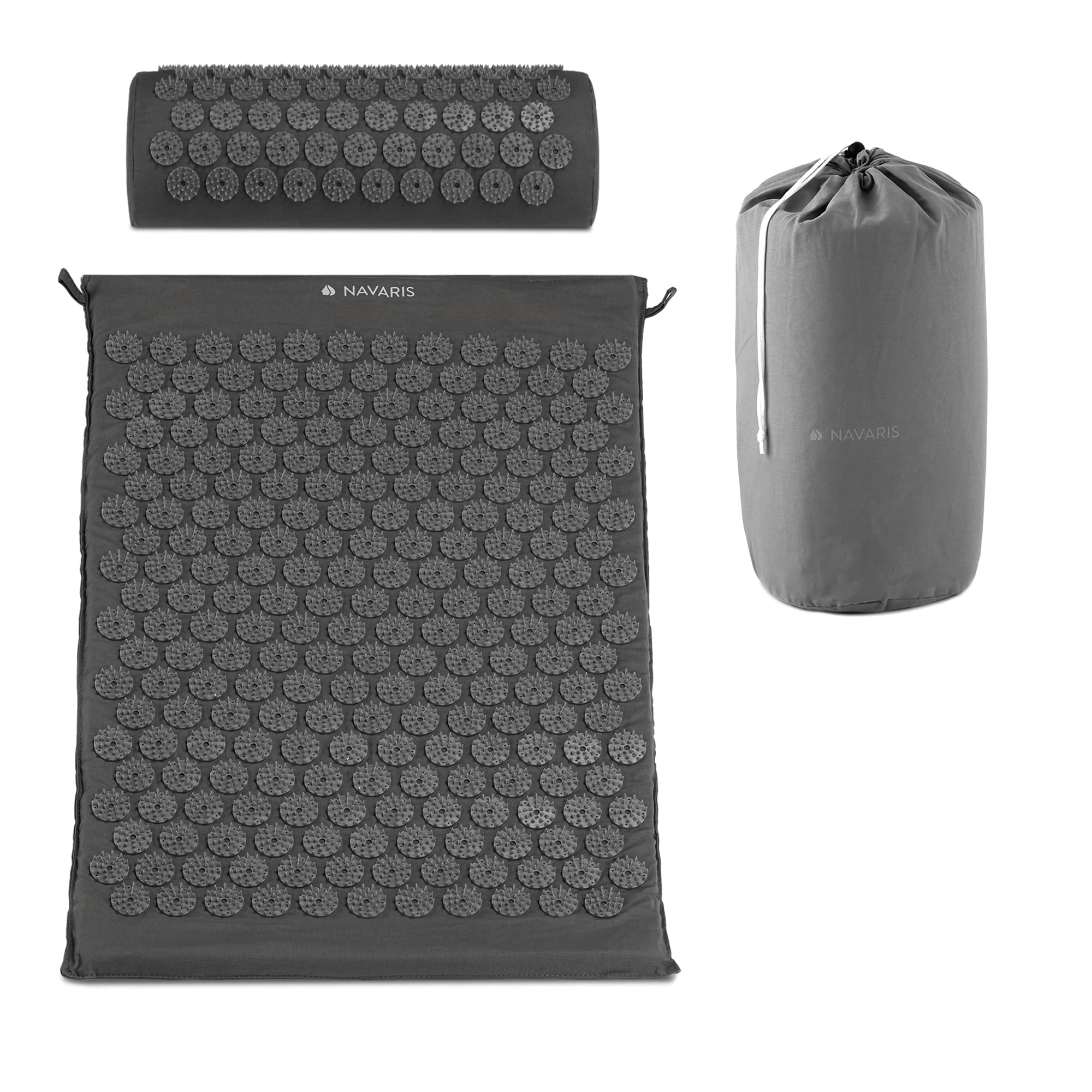 Navaris 2 - in - 1 Acupressure Mat and Pillow Set Σετ 2 σε 1 Χαλάκι και Μαξιλάρι Μασάζ - Grey - 43899.19
