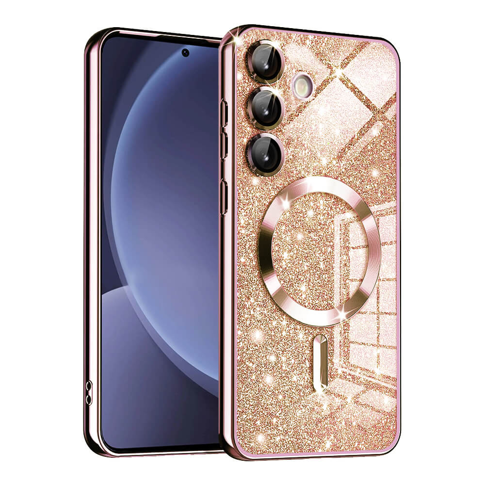 Techsuit Samsung Galaxy S25 - Luxury Glitter MagSafe - Θήκη Σιλικόνης - Rose Gold