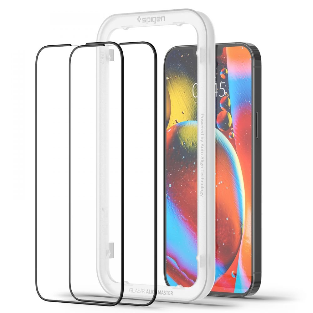 Spigen iPhone 13 Pro Max / iPhone 14 Plus / iPhone 15 Plus FC AlignMaster 2.5D Full Screen Case Friendly Tempered Glass Αντιχαρακτικό Γυαλί Οθόνης 9H - 2 Τεμάχια - Black
