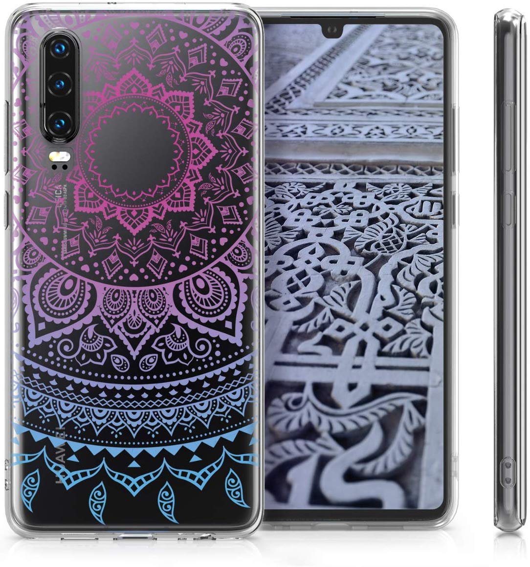 KW Huawei P30 Θήκη Σιλικόνης Design Indian Sun - Διάφανη / Blue / Dark Pink - 47412.03