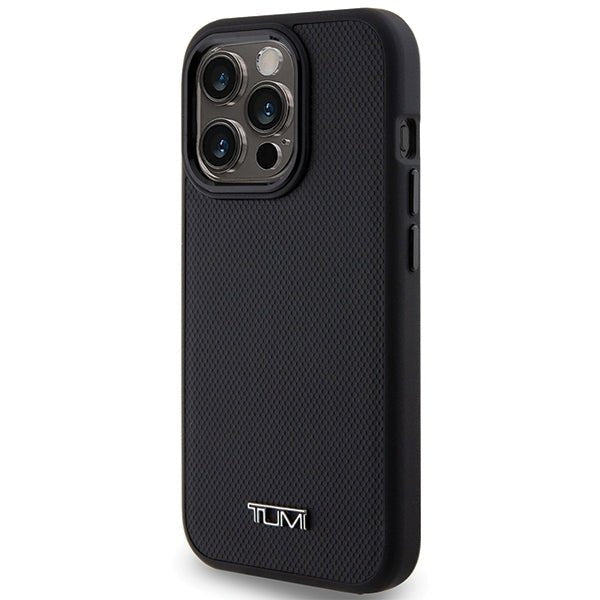Tumi iPhone 15 Pro Leather Ballistic Pattern MagSafe Θήκη από Γνήσιο Δέρμα με MagSafe - Black