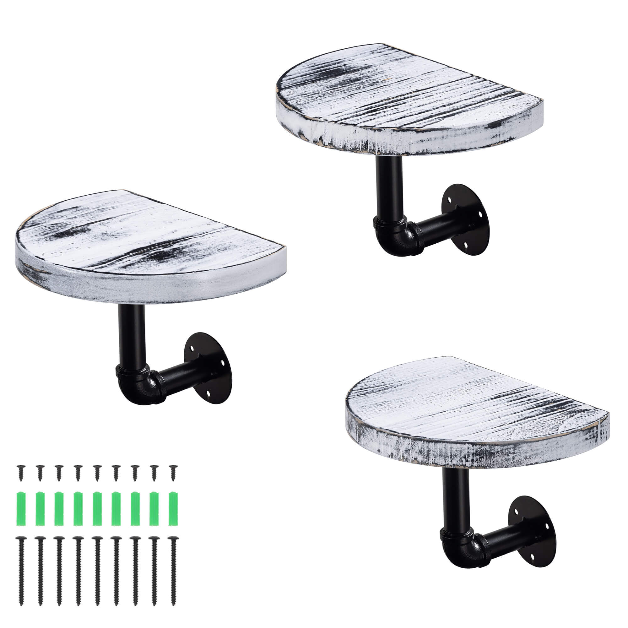 Navaris Σετ με 3 Ράφια με Βάση - 20 x 15 x 17 cm - White / Black - 53785.02