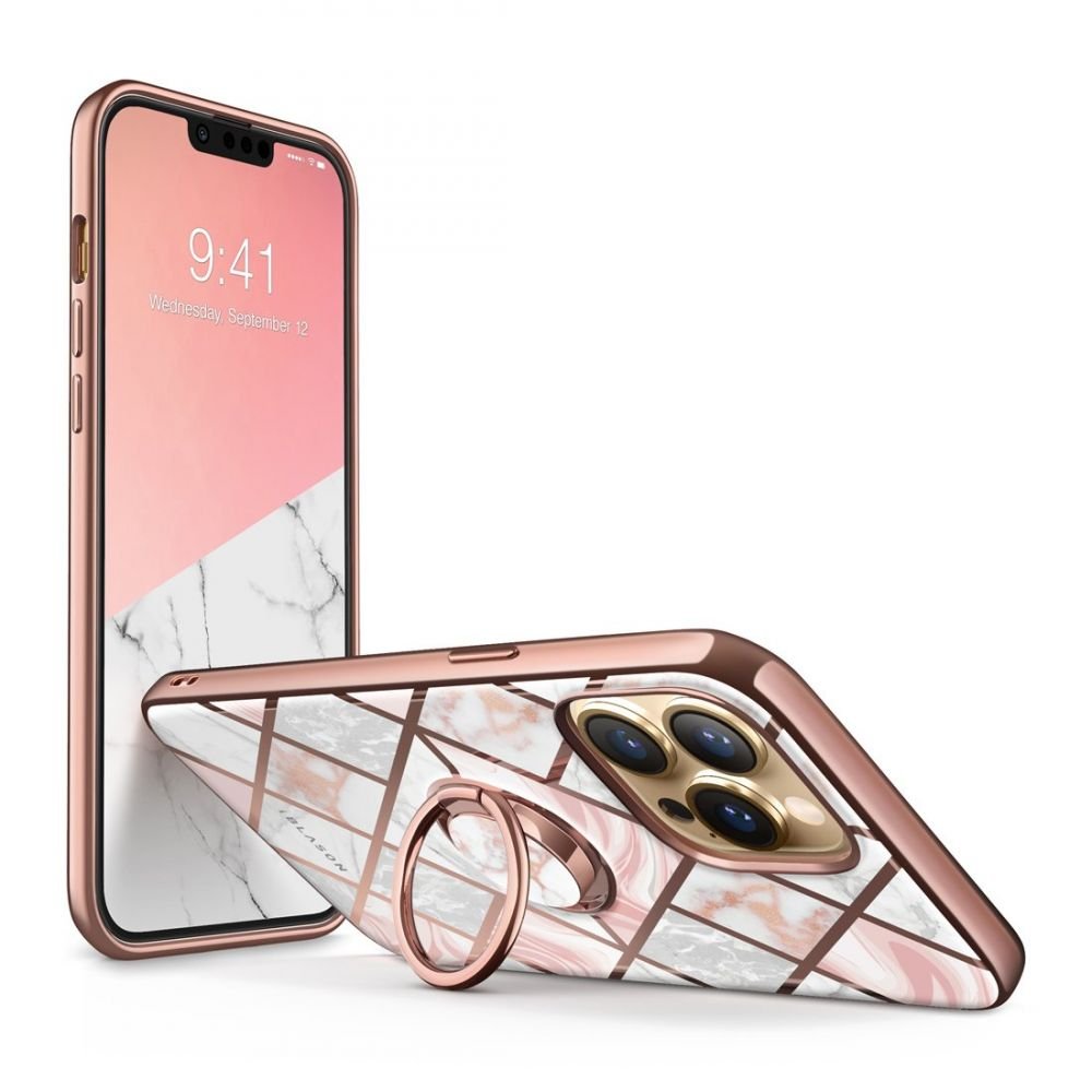 i - Blason iPhone 13 Pro IBLSN Cosmo Snap Σκληρή Θήκη με Δαχτυλίδι Συγκράτησης - Marble Pink