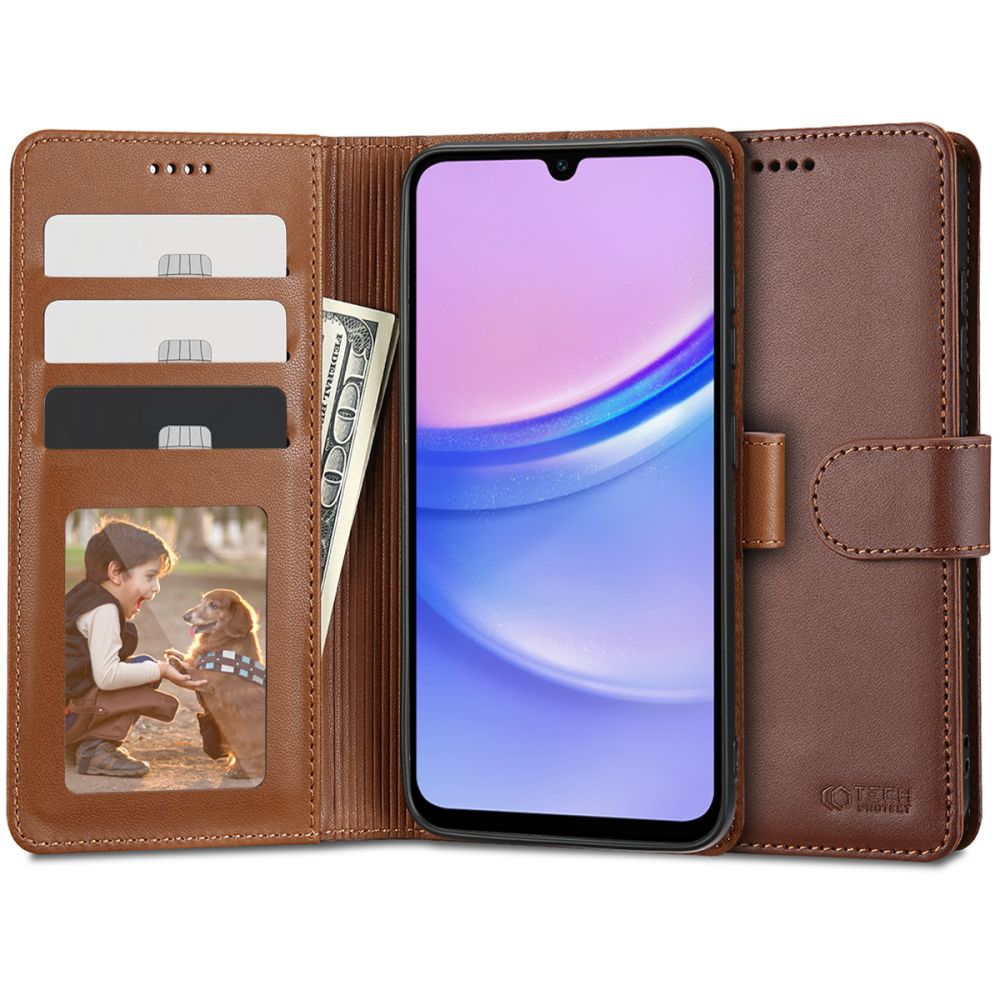 Tech - Protect Samsung Galaxy A15 4G / A15 5G Θήκη Πορτοφόλι Stand από Δερματίνη - Brown