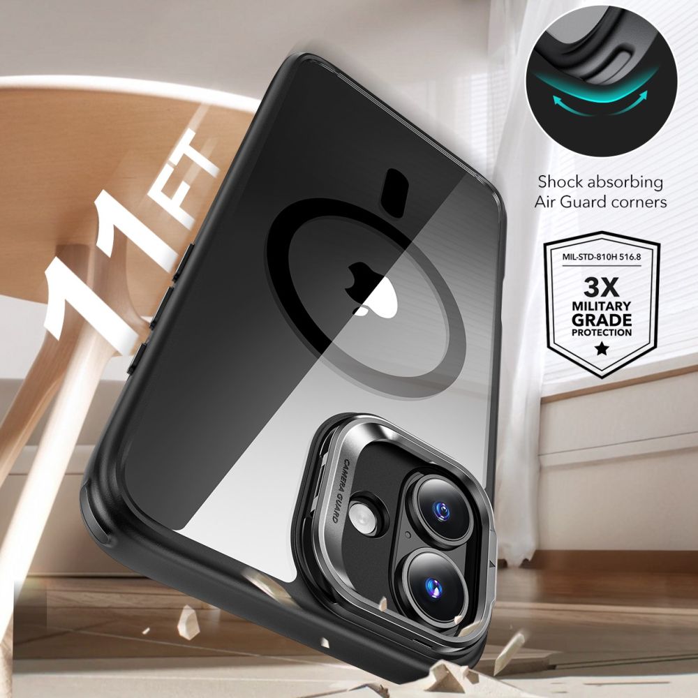 ESR iPhone 16 Plus Classic Hybrid Kickstand Halolock MagSafe Σκληρή Θήκη με Πλαίσιο Σιλικόνης και Αντιχαρακτικό Γυαλί Οθόνης - Clear / Black