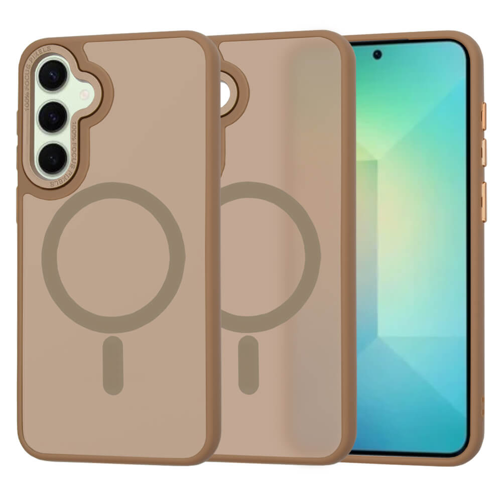 Techsuit Samsung Galaxy S25 - HaloFrost MagSafe Series - Σκληρή Θήκη με Πλαίσιο Σιλικόνης - Sandstone Brown