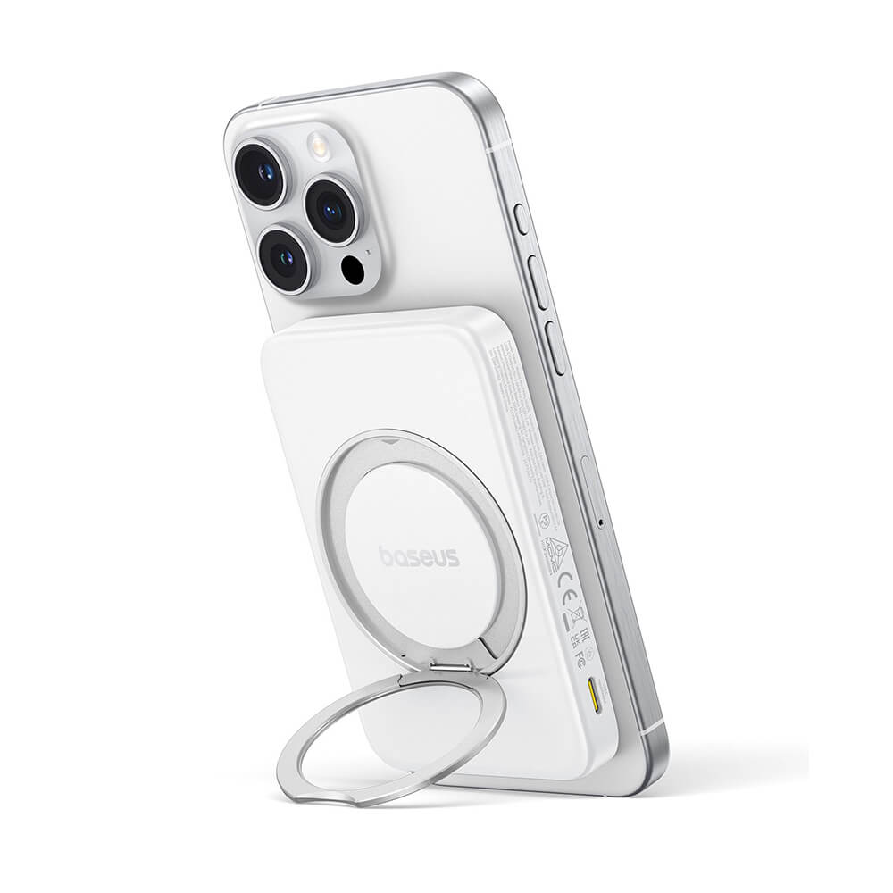 Baseus PicoGo Ασύρματο MagSafe PowerBank 5000mAh 20W με Καλώδιο Type - C - White