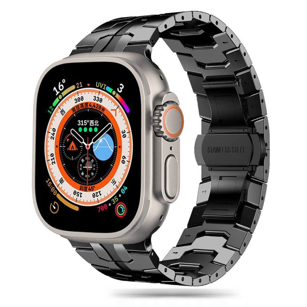Techsuit Λουράκι Apple Watch 4/5/6/7/8/9/10/11 - SE (1/2/3) - Ultra (1/2/3) - 42/44/45/49mm Watchband από Ανοξείδωτο Ατσάλι W063 - Black