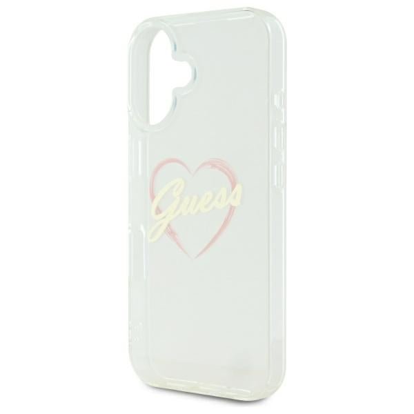 Guess iPhone 16 Plus - IML Heart - Σκληρή Θήκη με Πλαίσιο Σιλικόνης - Διάφανη - GUHCP16MHCHGSPT