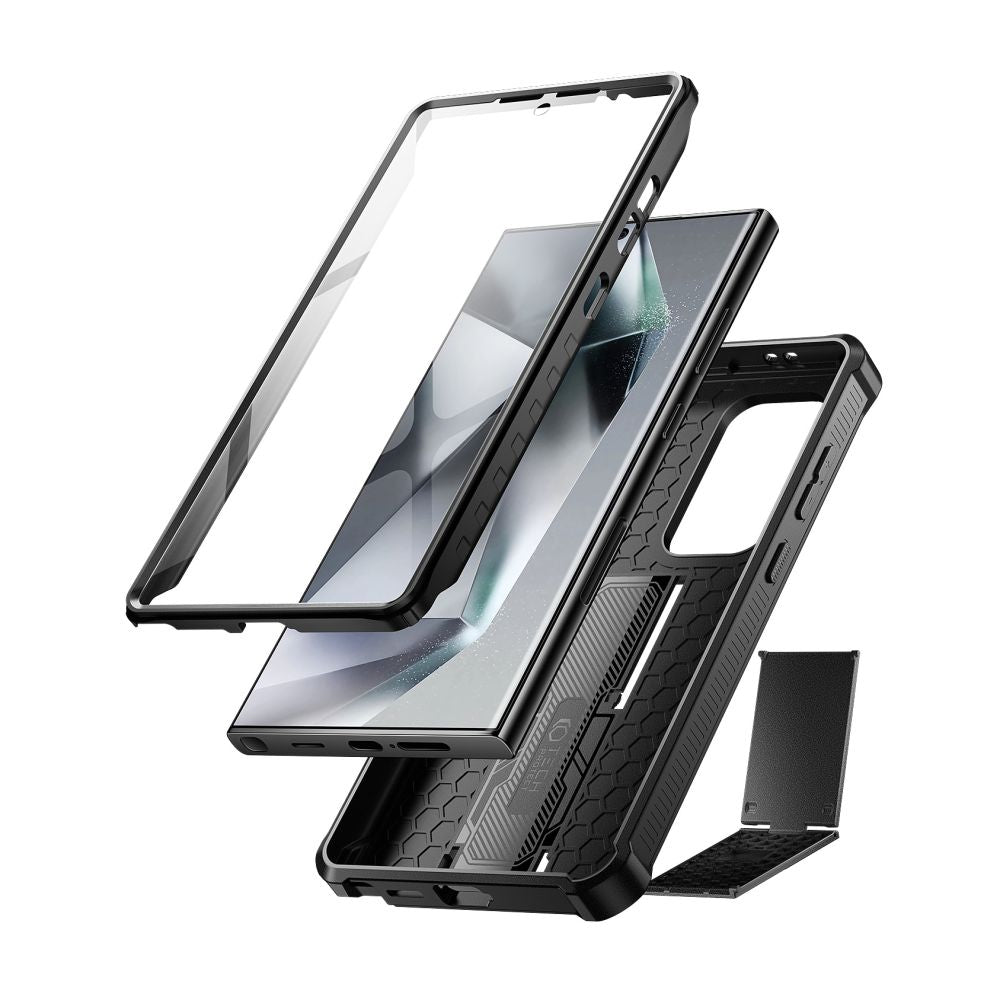 Tech - Protect Samsung Galaxy S24 Ultra Kevlar Cam+ Θήκη 360 Full Body με Προστασία για την Οθόνη και την Κάμερα και Stand - Black