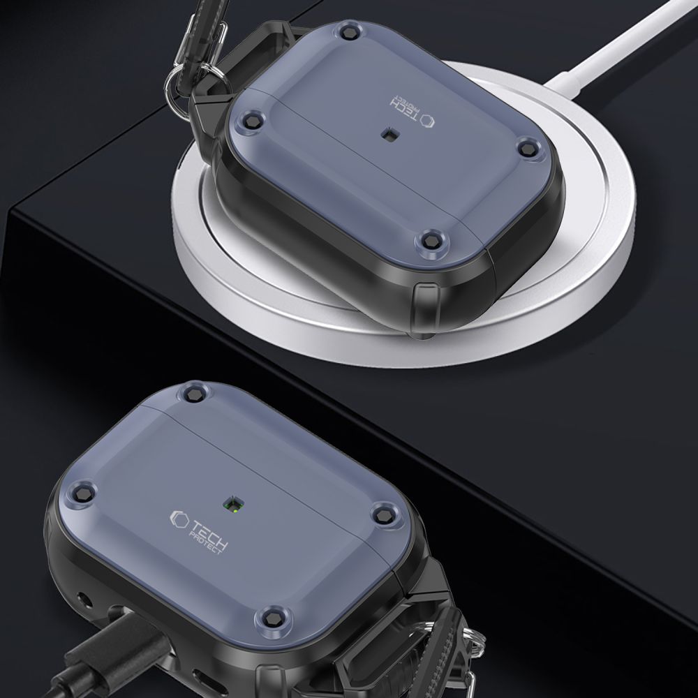 Tech - Protect AirPods Pro 1 / 2 Θήκη από Σκληρό Πλαστικό και Σιλικόνη - Rough Hook - Steel Blue