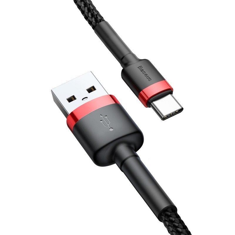 Baseus Cafule Cable Type - C 3A - Καλώδιο Γρήγορης Φόρτισης Type - C 1M - Black / Red - CATKLF - B91