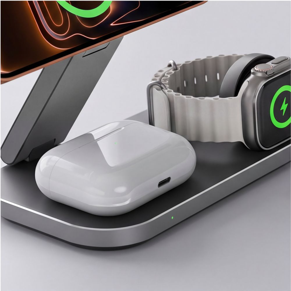 Tech-Protect 3in1 Ασύρματος Μαγνητικός Φορτιστής MagSafe 25W QI2.2 - A52 - Black