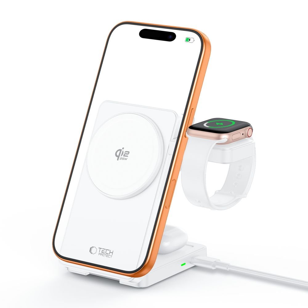 Tech-Protect 3in1 Ασύρματος Μαγνητικός Φορτιστής MagSafe 25W QI2.2 - A56 - White