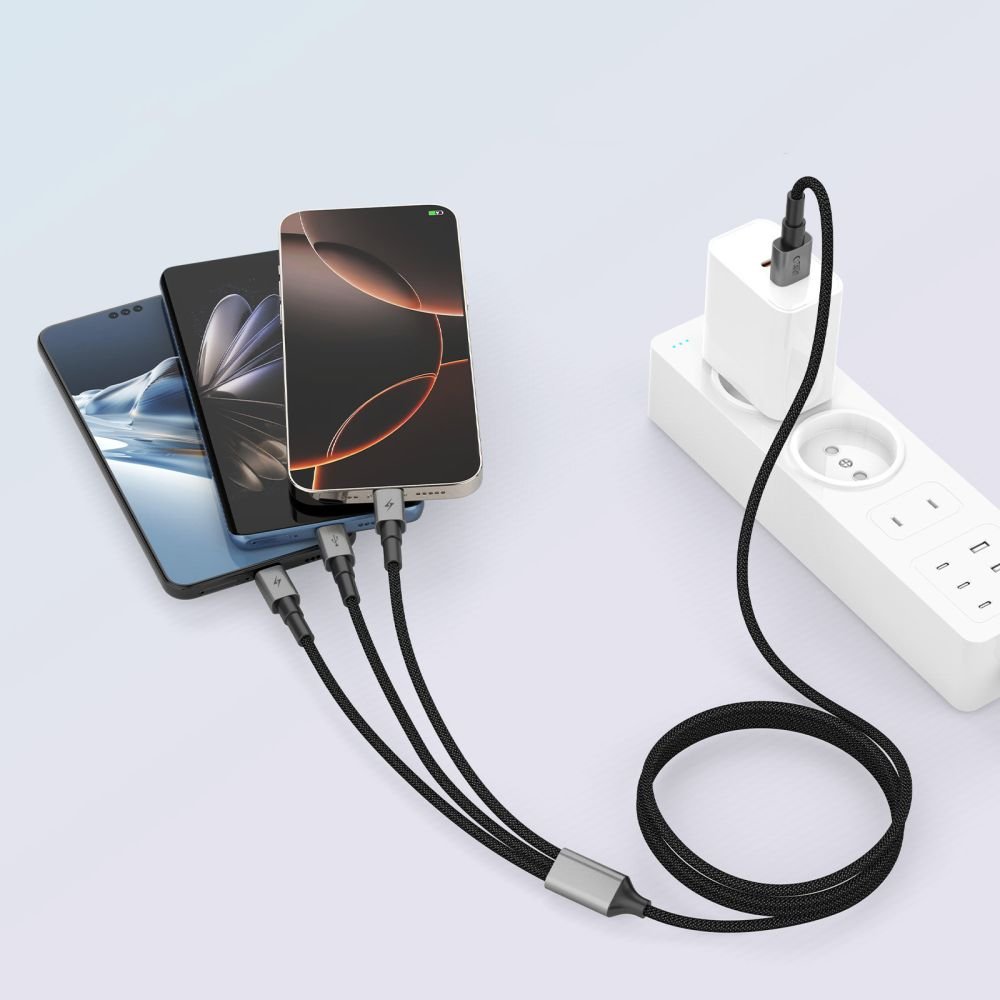 Tech - Protect 3in1 Καλώδιο Δεδομένων και Φόρτισης USB to Lightning / Type - C / Micro USB 3A - UltraBoost DNA - 1,2m - Iron Grey