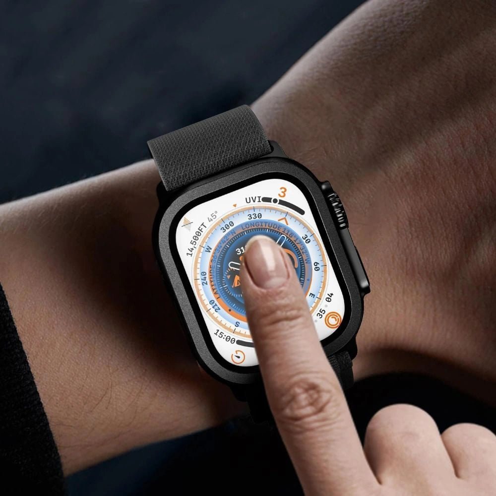 Tech - Protect Προστασία Οθόνης Apple Watch Ultra (1/2/3) - 49mm - Glass Ring - 9H Αντιχαρακτικό Γυαλί Οθόνης με Μεταλλικό Πλαίσιο - 2 Τεμάχια - Black
