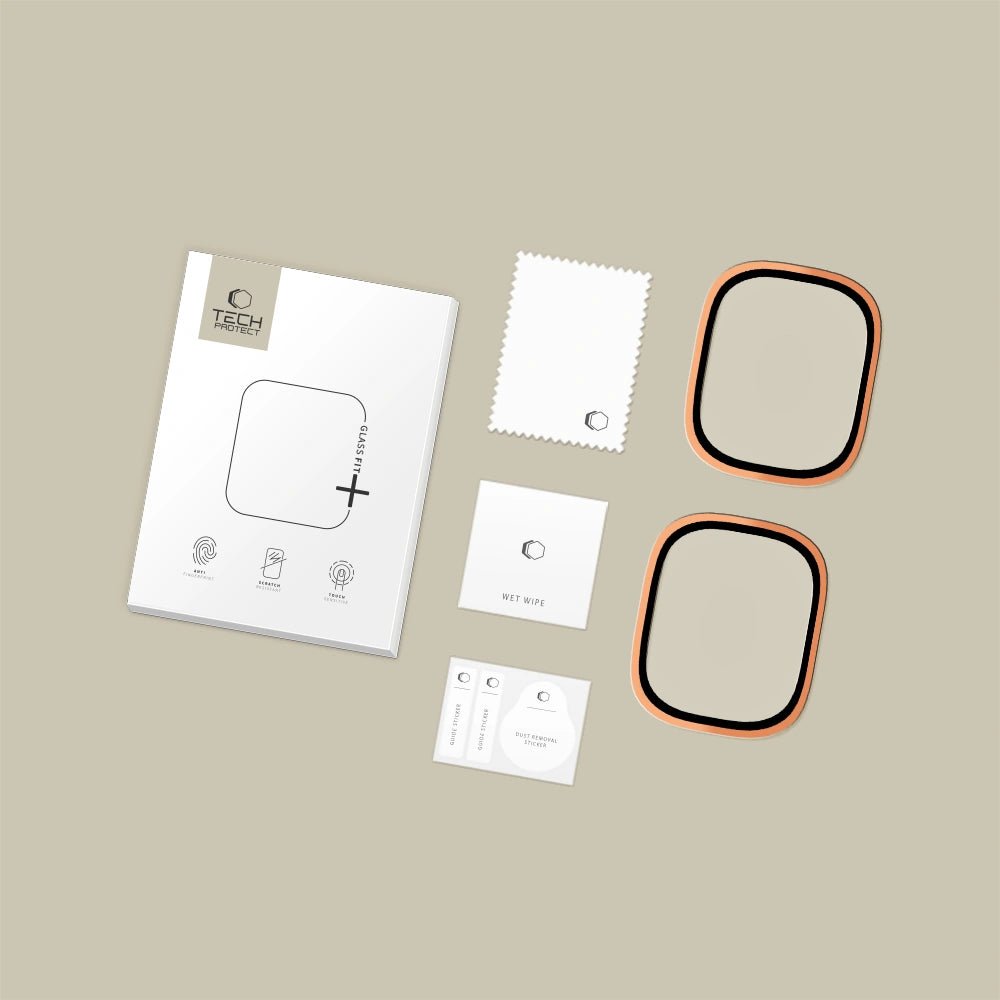 Tech - Protect Προστασία Οθόνης Apple Watch Ultra (1/2/3) - 49mm - Glass Ring - 9H Αντιχαρακτικό Γυαλί Οθόνης με Μεταλλικό Πλαίσιο - 2 Τεμάχια - Cosmic Orange
