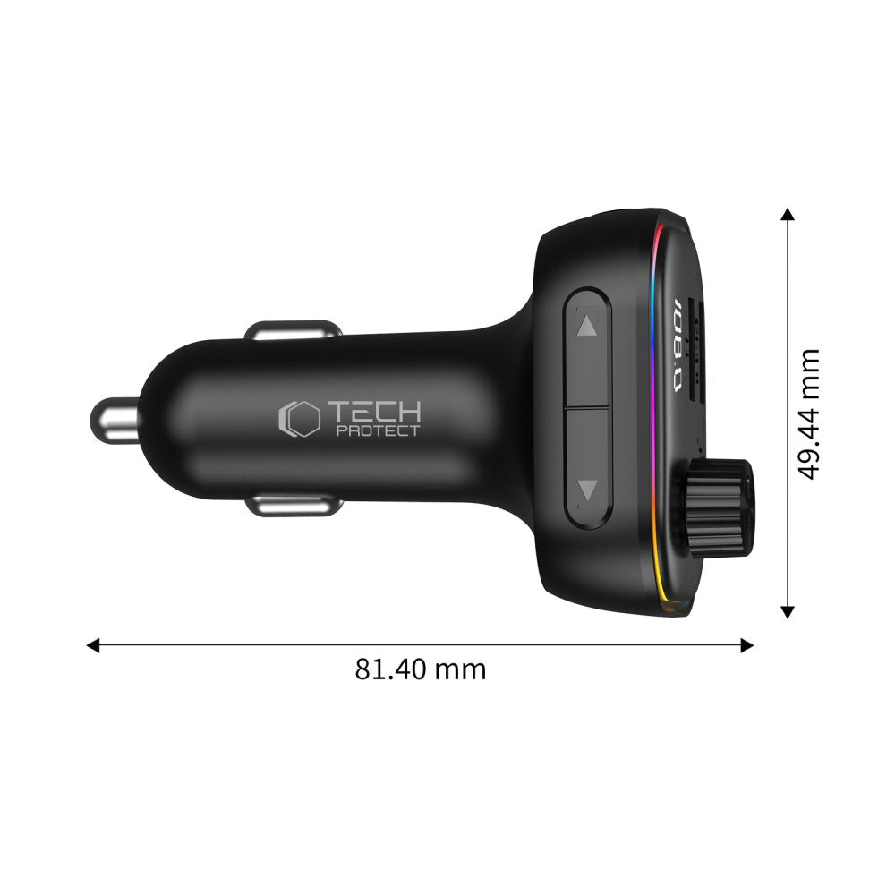 Tech - Protect FM Transmitter για Αναπαραγωγή Μουσικής / Κλήσεις / Φόρτιση Κινητών στο Αυτοκίνητο PD 54W - CC07 - Black