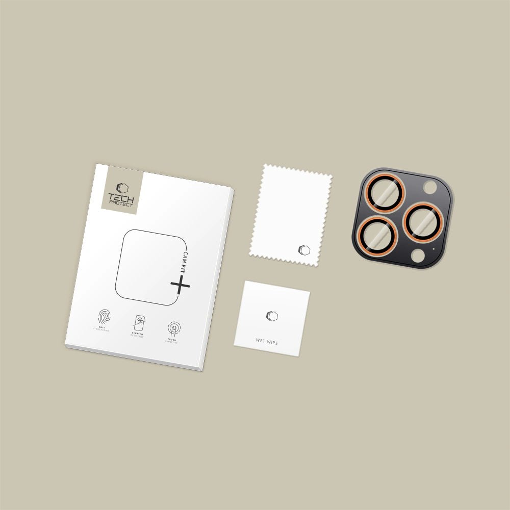 Tech - Protect iPhone 14 Pro / 14 Pro Max / 15 Pro / 15 Pro Max / 16 Pro / 16 Pro Max / 17 Pro / 17 Pro Max - Camring Fit+ - Αντιχαρακτικό Γυαλί για την Κάμερα - Cosmic Orange