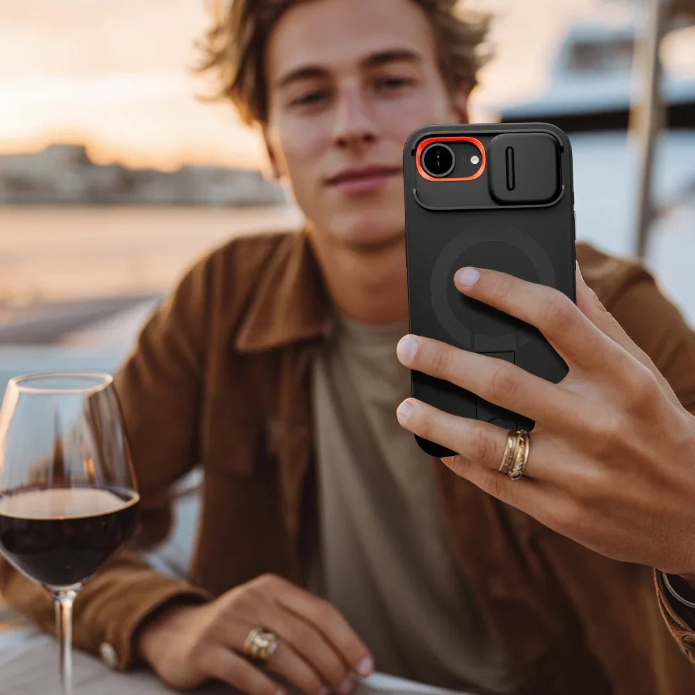 Tech - Protect iPhone 16e - Kevlar Aura MagSafe - Σκληρή Θήκη με Ανοιγόμενο Κάλυμμα Κάμερας και Stand - Black