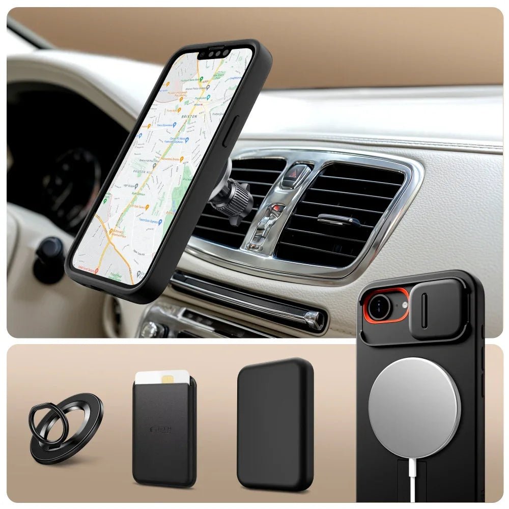 Tech - Protect iPhone 16e - Kevlar Aura MagSafe - Σκληρή Θήκη με Ανοιγόμενο Κάλυμμα Κάμερας και Stand - Black