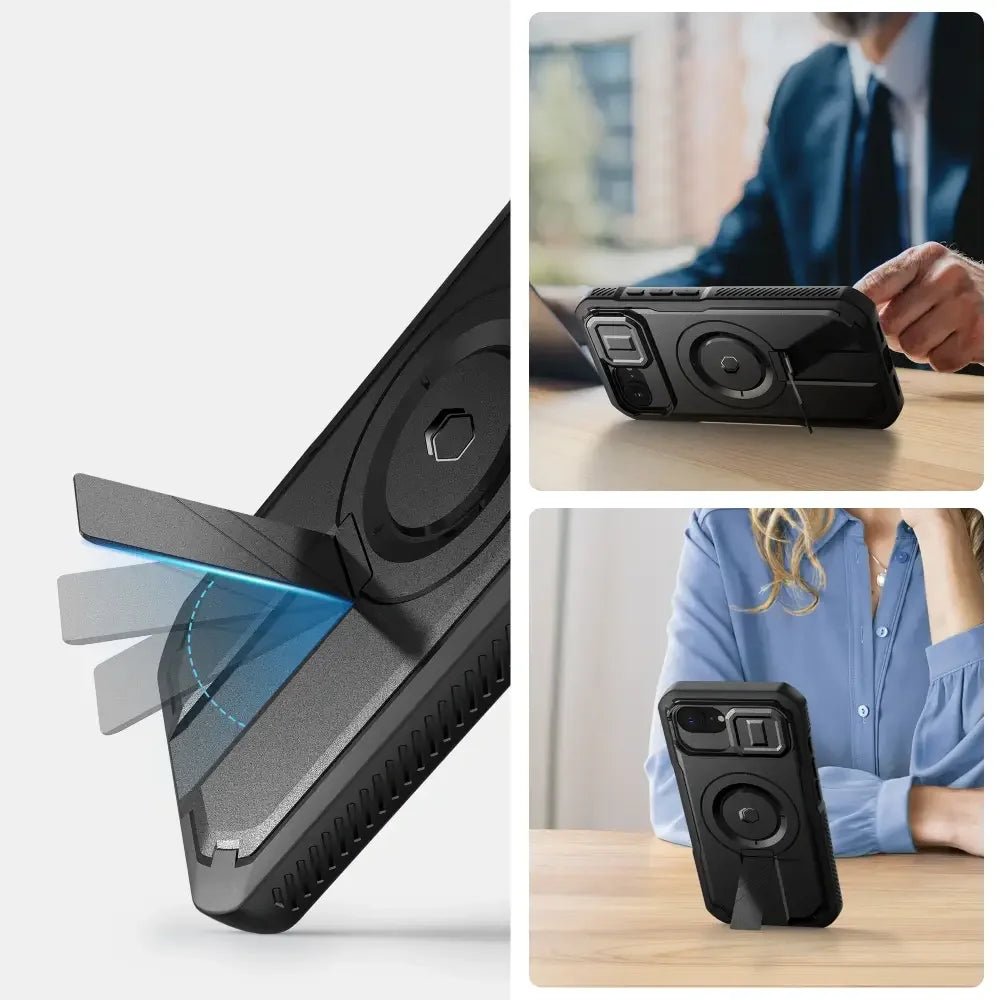 Tech - Protect iPhone 16e - Kevlar MagSafe - Σκληρή Θήκη με Προστασία για την Οθόνη / την Κάμερα και Stand - Black