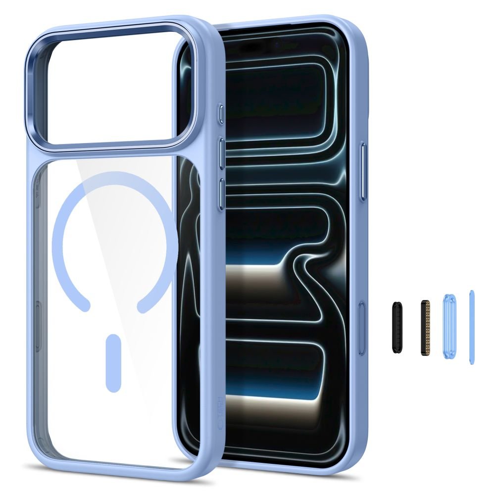 Tech-Protect iPhone 17 Pro / iPhone 18 Pro - Σκληρή Θήκη με Πλαίσιο Σιλικόνης - MagMat MagSafe CC - Light Blue / Clear