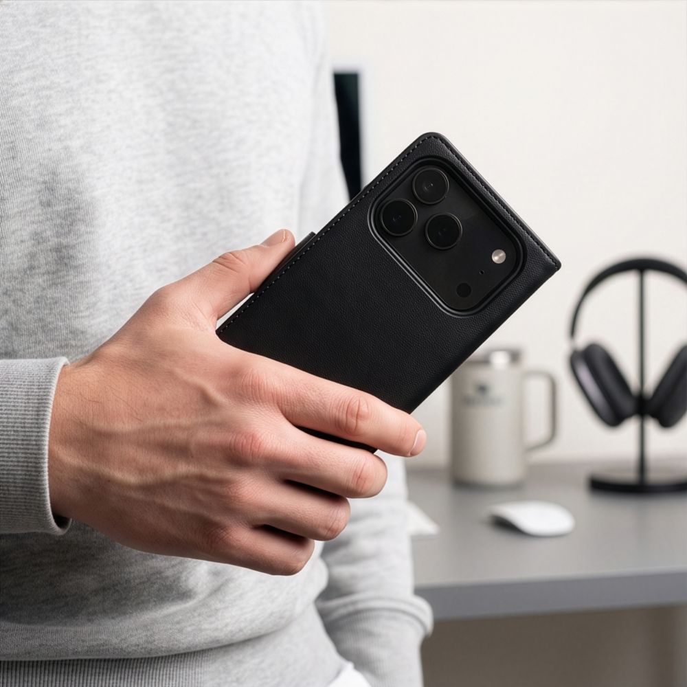 Tech-Protect iPhone 17 Pro / iPhone 18 Pro - Θήκη Πορτοφόλι Stand από Δερματίνη με Αποσπώμενη θήκη MagSafe - Matte Black