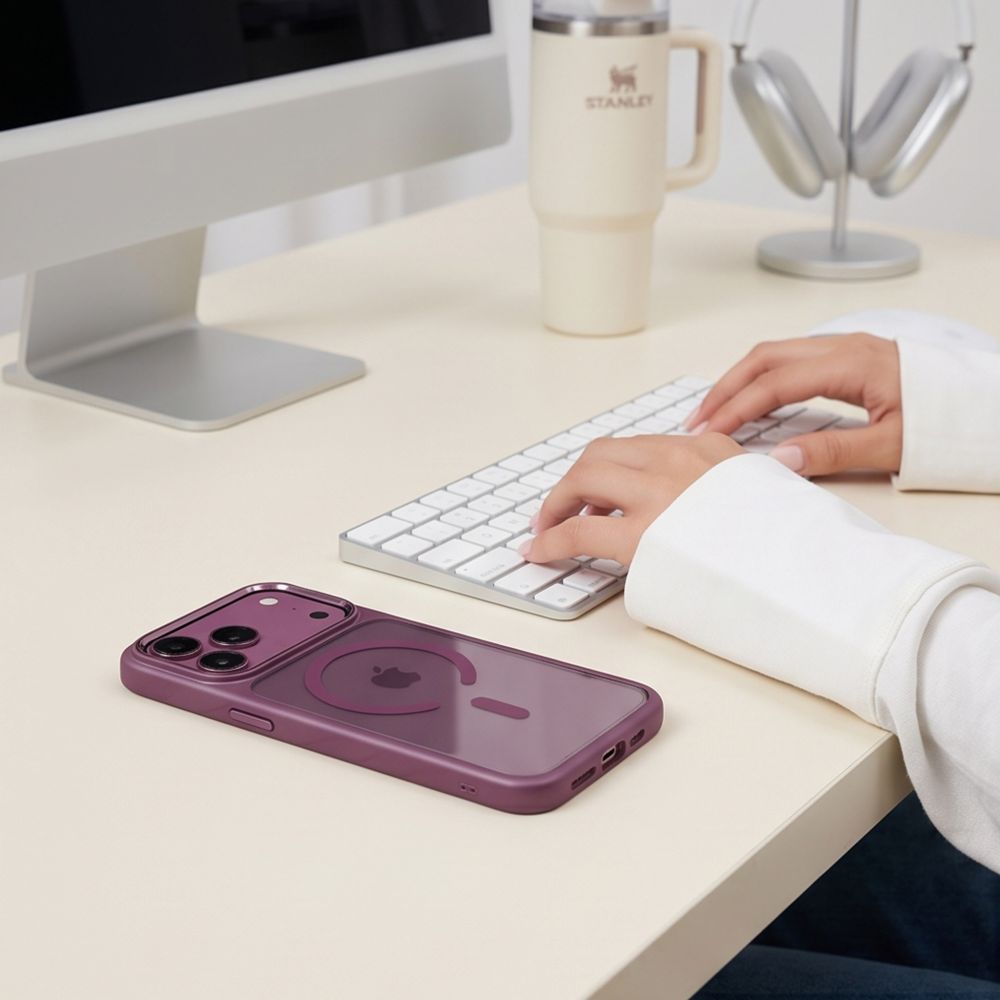 Tech-Protect iPhone 17 Pro Max / iPhone 18 Pro Max - Σκληρή Θήκη με Πλαίσιο Σιλικόνης - MagMat MagSafe CC - Dark Cherry / Clear