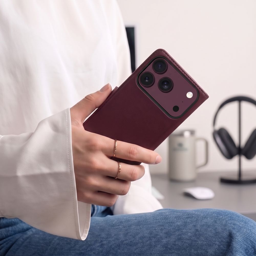 Tech-Protect iPhone 17 Pro Max / iPhone 18 Pro Max - Θήκη Πορτοφόλι Stand από Δερματίνη με Αποσπώμενη θήκη MagSafe - Mulberry