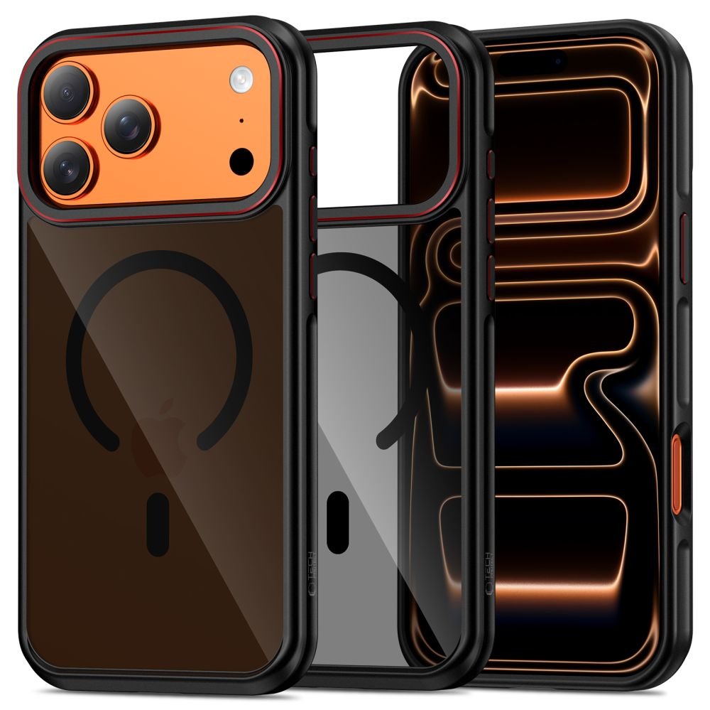 Tech - Protect iPhone 17 Pro - Σκληρή Θήκη με Πλαίσιο Σιλικόνης και MagSafe - MagHybrid - Ημιδιάφανη Black / Red