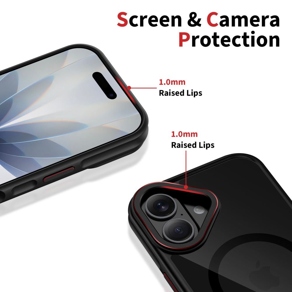 Tech - Protect iPhone 17 - Σκληρή Θήκη με Πλαίσιο Σιλικόνης και MagSafe - MagHybrid - Ημιδιάφανη Black / Red