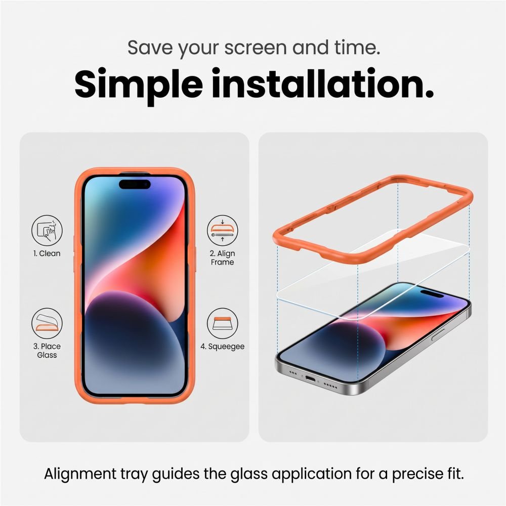 Tech-Protect iPhone 18 Pro Easy Set+ - Σετ με 2 Αντιχαρακτικά Γυαλιά Οθόνης με οδηγό και 1 Αντιχαρακτικό Γυαλί για την Κάμερα - Διάφανα