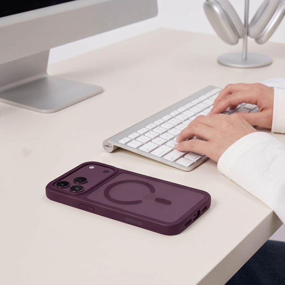 Tech-Protect iPhone 18 Pro / iPhone 17 Pro - Σκληρή Θήκη MagSafe με Πλαίσιο Σιλικόνης - MagMat CC - Matte Burgundy