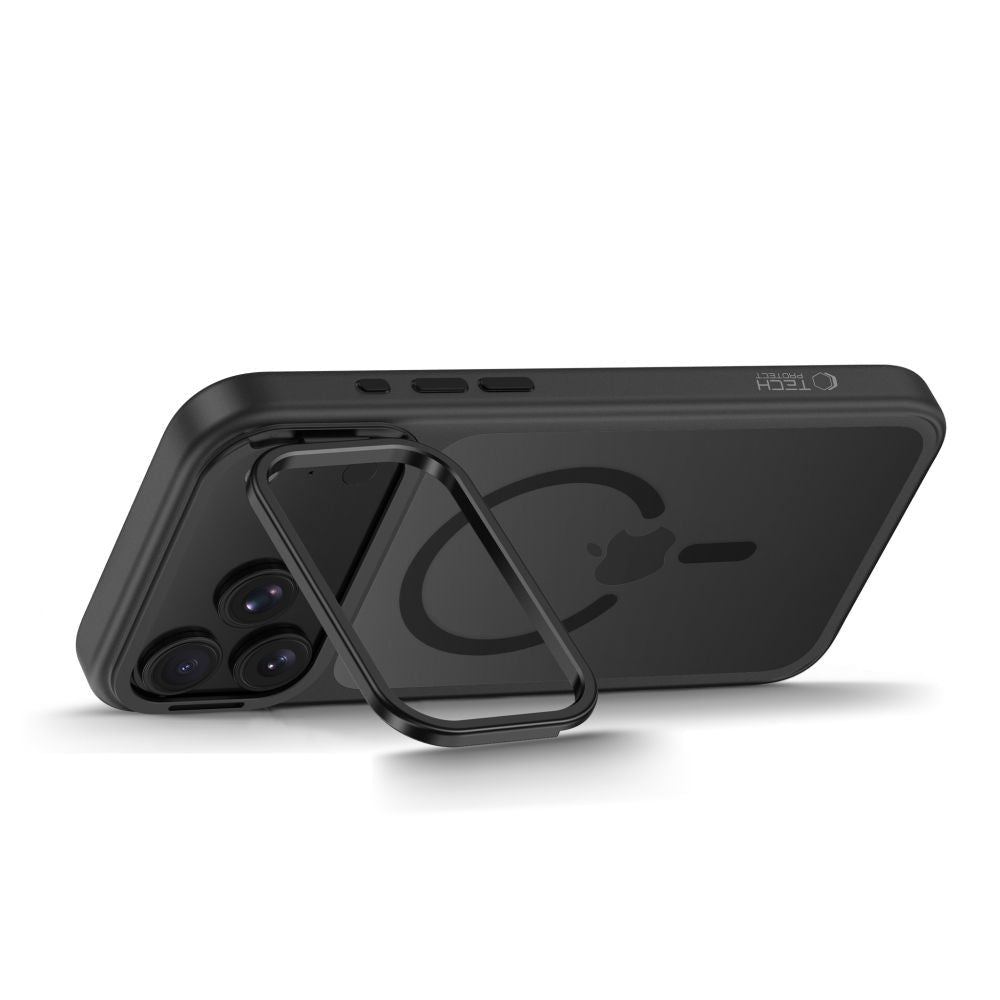 Tech-Protect iPhone 18 Pro / iPhone 17 Pro - Σκληρή Θήκη με Πλαίσιο Σιλικόνης και Stand MagSafe - Magstand CC - Matte Black