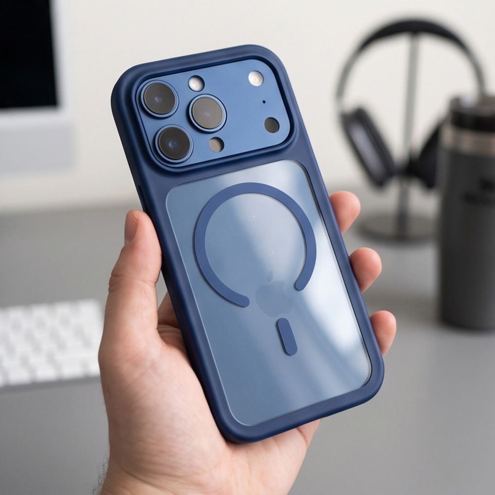 Tech-Protect iPhone 18 Pro / iPhone 17 Pro - Σκληρή Θήκη με Πλαίσιο Σιλικόνης MagSafe και 2 Αντιχαρακτικά Γυαλιά Οθόνης - MagOne CC - Deep Blue / Clear